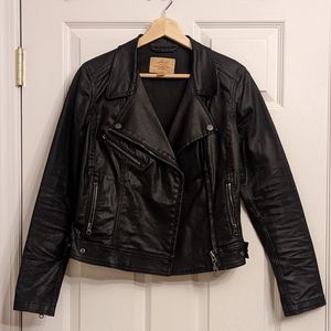 Levi's Black Waxed Denim Biker Jacket, Women's Medium